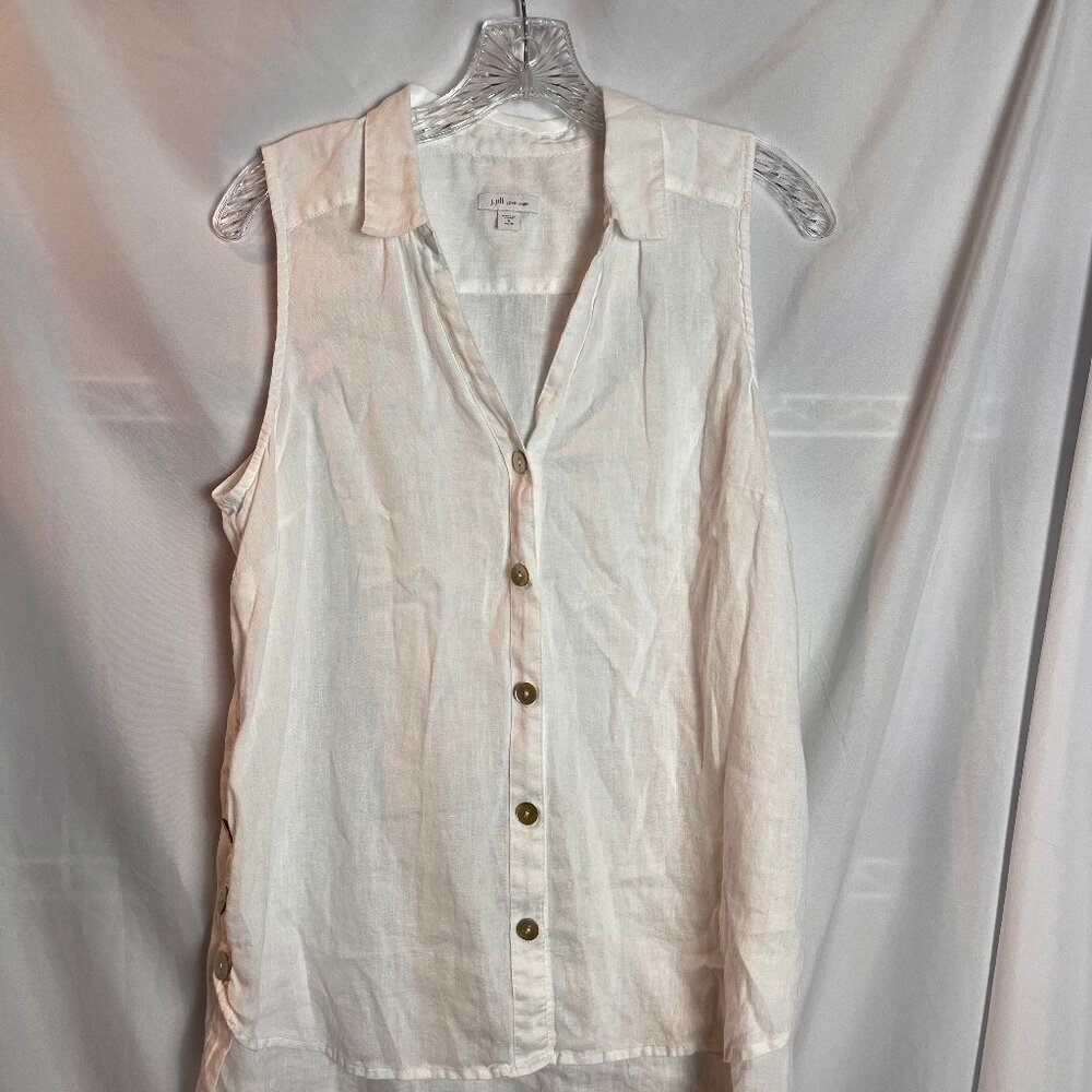 Women's White J. Jill Love Linen Sleeveless Tunic Size PM